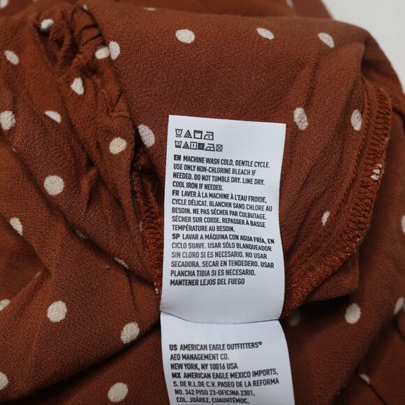 American Eagle Brown Polka Dot Faux Wrap Shorts, size Extra Small - Picture 10 of 10